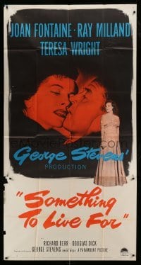 4w867 SOMETHING TO LIVE FOR 3sh '52 romantic c/u of Joan Fontaine & Ray Milland, Teresa Wright!