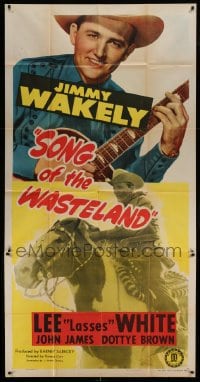4w871 SONG OF THE WASTELAND 3sh '47 singing cowboy Jimmy Wakely c/u with guitar & riding horse!
