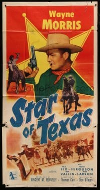 4w880 STAR OF TEXAS 3sh '53 great close up of Texas Ranger Wayne Morris holding smoking gun!