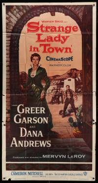 4w891 STRANGE LADY IN TOWN 3sh '55 Greer Garson, Dana Andrews, Cameron Mitchell!