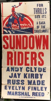 4w898 SUNDOWN RIDERS 3sh 1944 cool cowboy art, a saga of the sagelands, see it for thrills!