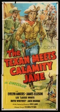 4w909 TEXAN MEETS CALAMITY JANE 3sh '50 Glenn Cravath art of cowgirl Evelyn Ankers w/ two guns!