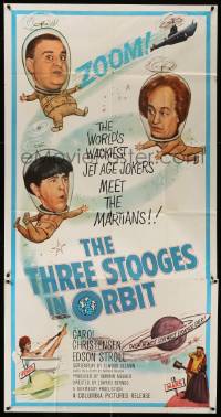 4w918 THREE STOOGES IN ORBIT 3sh '62 astro-nuts Moe, Larry & Curly-Joe meet the sexy Martians!