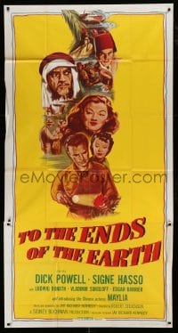 4w927 TO THE ENDS OF THE EARTH 3sh R56 drugs, different montage art with Dick Powell & top cast!