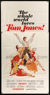 4w928 TOM JONES int'l 3sh '63 Tony Richardson, art of Albert Finney surrounded by five sexy women!