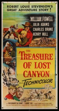 4w938 TREASURE OF LOST CANYON 3sh '52 William Powell in Robert Louis Stevenson western adventure!