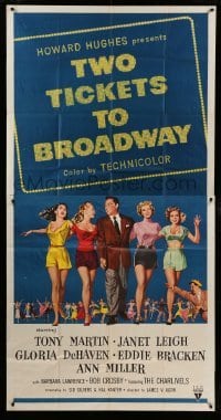 4w942 TWO TICKETS TO BROADWAY 3sh '51 Janet Leigh, Tony Martin, DeHaven, Ann Miller, Howard Hughes