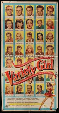 4w955 VARIETY GIRL 3sh '47 36 Paramount stars including Ladd, Stanwyck, Lancaster & Lamour!