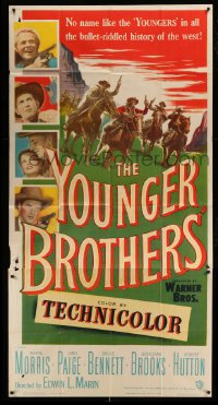 4w997 YOUNGER BROTHERS 3sh '49 outlaw brothers Wayne Morris, Bruce Bennett & Robert Hutton!