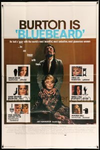 4w034 BLUEBEARD 40x60 '72 serial killer Richard Burton, Raquel Welch, Joey Heatherton & victims!