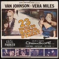 4w074 23 PACES TO BAKER STREET 6sh '56 artwork of Van Johnson with phone & scared Vera Miles!