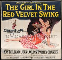 4w084 GIRL IN THE RED VELVET SWING 6sh '55 art of half-dressed Joan Collins as Evelyn Nesbitt Thaw