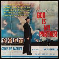 4w086 GOD IS MY PARTNER 6sh '57 religious Walter Brennan, the story of a miracle on Main Street!