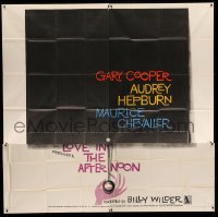 4w001 LOVE IN THE AFTERNOON 6sh '57 Billy Wilder, Hepburn, great Saul Bass window shade art, rare!