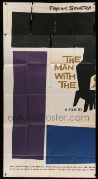 4w009 MAN WITH THE GOLDEN ARM INCOMPLETE 6sh '56 Frank Sinatra is hooked, classic Saul Bass art!