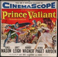 4w098 PRINCE VALIANT 6sh '54 artwork of Robert Wagner in armor rescuing sexy Janet Leigh!
