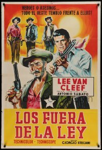 4w191 BEYOND THE LAW Argentinean '67 spaghetti western art of Lee Van Cleef & Antonio Sabata!