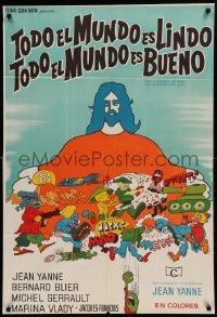 4w199 EVERYBODY HE IS NICE EVERYBODY HE IS BEAUTIFUL Argentinean '72 Tomm cartoon art of Jesus!