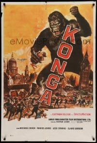 4w211 KONGA Argentinean '61 great artwork of giant angry ape terrorizing city by Reynold Brown!