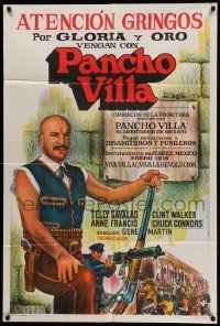 4w218 PANCHO VILLA Argentinean '72 different art of Telly Savalas with gun in the title role!