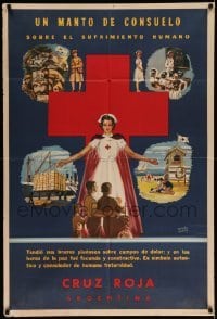 4w220 RED CROSS Argentinean '50s Mendez Mujica art of Red Cross nurse & charity projects!