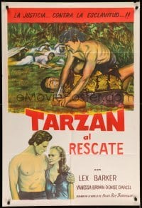 4w227 TARZAN & THE SLAVE GIRL Argentinean R1960 different art of Lex Barker pinning man to ground!