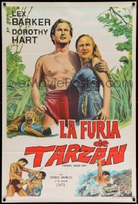 4w228 TARZAN'S SAVAGE FURY Argentinean '52 art of Lex Barker & Dorothy Hart, Edgar Rice Burroughs