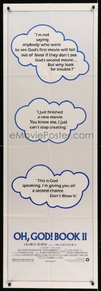 4w033 OH, GOD! BOOK II door panel '80 George Burns, great image of taglines in clouds!