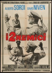 4w248 BEST OF ENEMIES Italian 1p '61 different image of David Niven & Alberto Sordi + Casaro art!