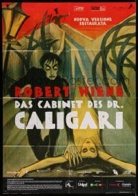 4w253 CABINET OF DR CALIGARI Italian 1p R14 early German silent restored, art from the original!