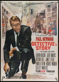 4w276 HARPER Italian 1p R75 different Brini art of Paul Newman crouching w/gun, Detective's Story!