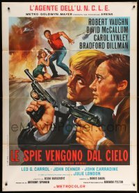 4w277 HELICOPTER SPIES Italian 1p '68 art of Robert Vaughn & David McCallum, The Man from UNCLE!