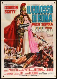 4w280 HERO OF ROME Italian 1p '64 Casaro art of Roman Gordon Scott & Pallotta on battlefield!