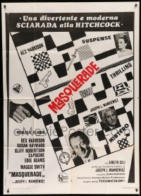4w281 HONEY POT Italian 1p '67 different image of Rex Harrison, Capucine & Adolfo Celi, Masquerade!