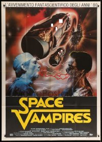 4w295 LIFEFORCE Italian 1p '85 Tobe Hooper, Space Vampires, different art of aliens attacking!
