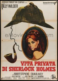 4w309 PRIVATE LIFE OF SHERLOCK HOLMES Italian 1p '71 Billy Wilder, cool different detective art!