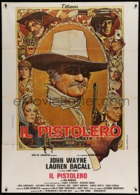 4w320 SHOOTIST Italian 1p '76 cool Richard Amsel artwork of cowboy John Wayne & top cast!