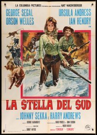 4w325 SOUTHERN STAR Italian 1p '69 different art of sexy Ursula Andress & George Segal in Africa!