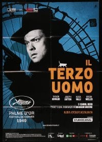 4w335 THIRD MAN Italian 1p R15 different c/u of Orson Welles with gun by Ferris wheel, classic!