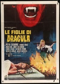 4w340 TWINS OF EVIL Italian 1p '72 cool different artwork of sexy vampires by Enzo Nistri!