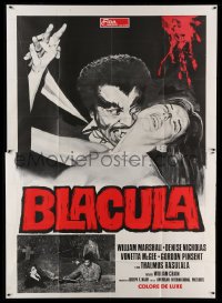 4w125 BLACULA Italian 2p '73 black vampire William Marshall is deadlier than Dracula, cool art!