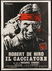 4w130 DEER HUNTER awards Italian 2p '79 classic art of Robert De Niro w/gun to head, Michael Cimino