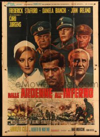 4w131 DIRTY HEROES Italian 2p '69 Dalle Ardenne all'inferno, WWII, cool montage of top stars!