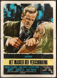 4w132 DOUBLE FACE Italian 2p '69 different art of Klaus Kinski threatening woman by Symeoni!