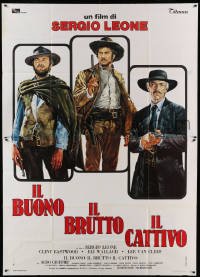 4w138 GOOD, THE BAD & THE UGLY Italian 2p R70s Casaro art of Eastwood, Van Cleef & Wallach, Leone