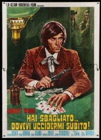 4w142 KILL THE POKER PLAYER Italian 2p '72 cool Piovano spaghetti western poker gambling artwork!