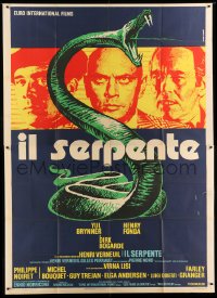 4w156 SERPENT Italian 2p '73 Yul Brynner, Henry Fonda, Dirk Bogarde, different Casaro snake art!