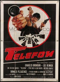 4w160 TELEFON Italian 2p '78 great artwork, they'll do anything to stop Charles Bronson!