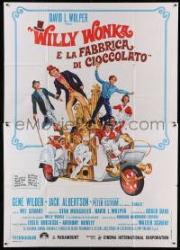 4w169 WILLY WONKA & THE CHOCOLATE FACTORY Italian 2p '71 Gene Wilder classic, great fantasy art!
