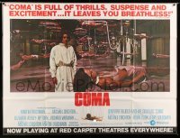 4w043 COMA subway poster '77 Genevieve Bujold finds room of coma patients in special harnesses!